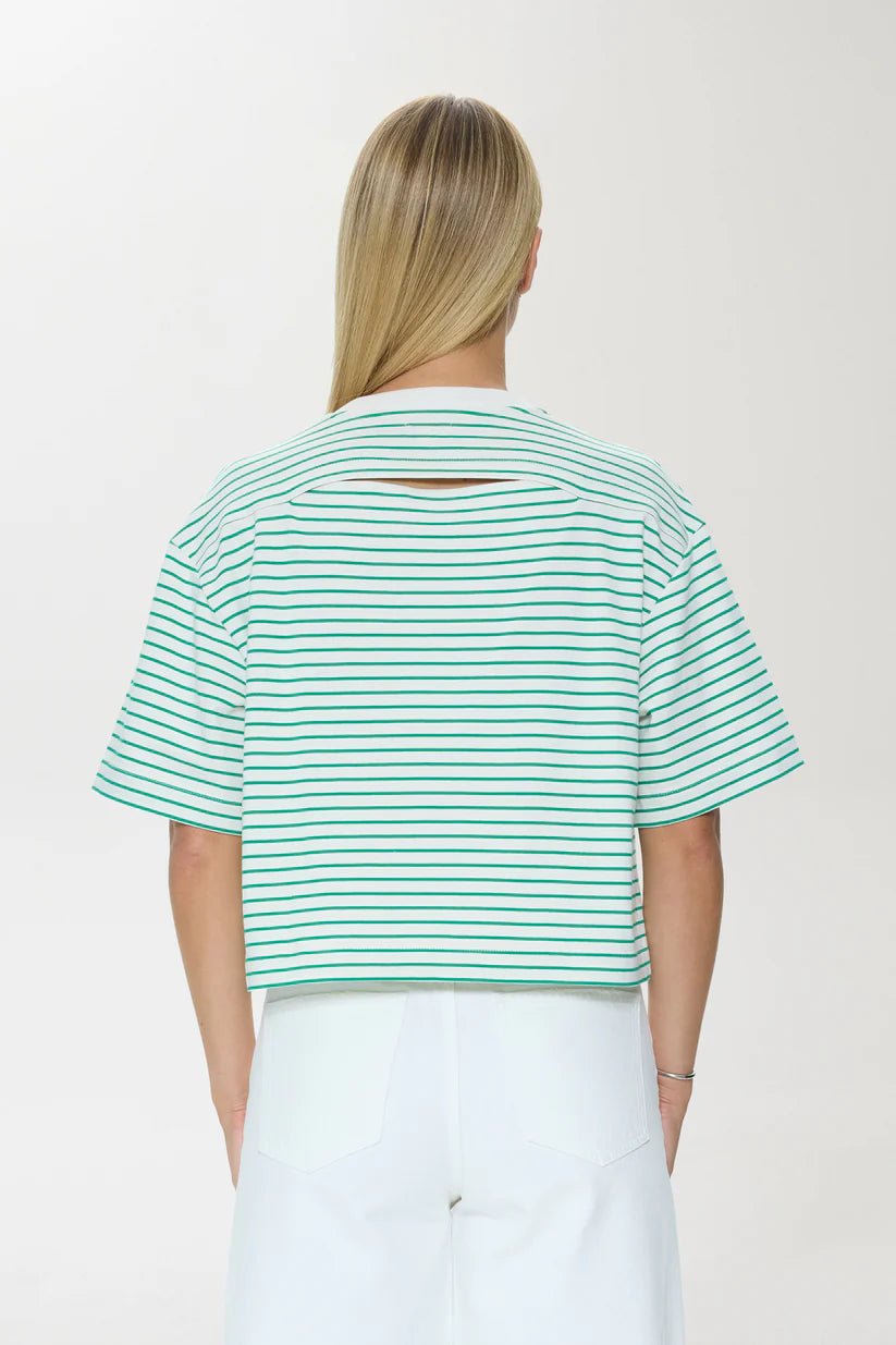 Mae Cropped Tee - Vert Stripe - obligato