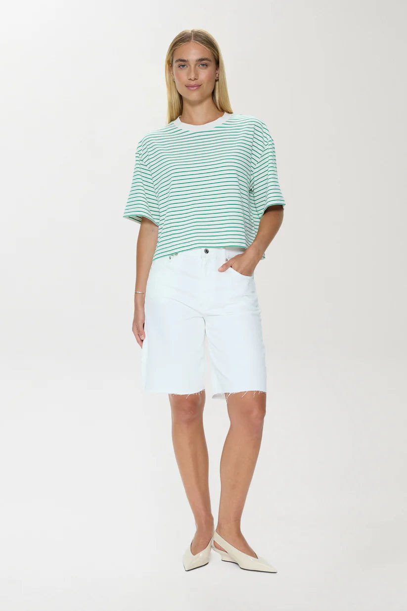 Mae Cropped Tee - Vert Stripe - obligato