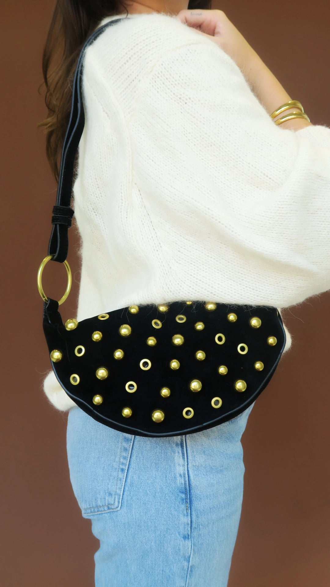 Maeve Studded Bag in Black - obligato