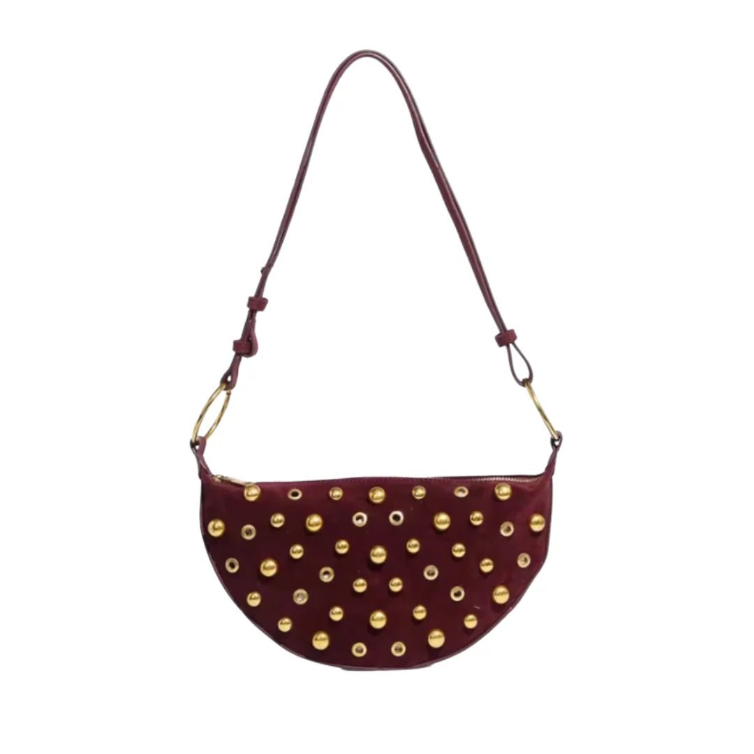 Maeve Studded Bag in Burgundy - obligato