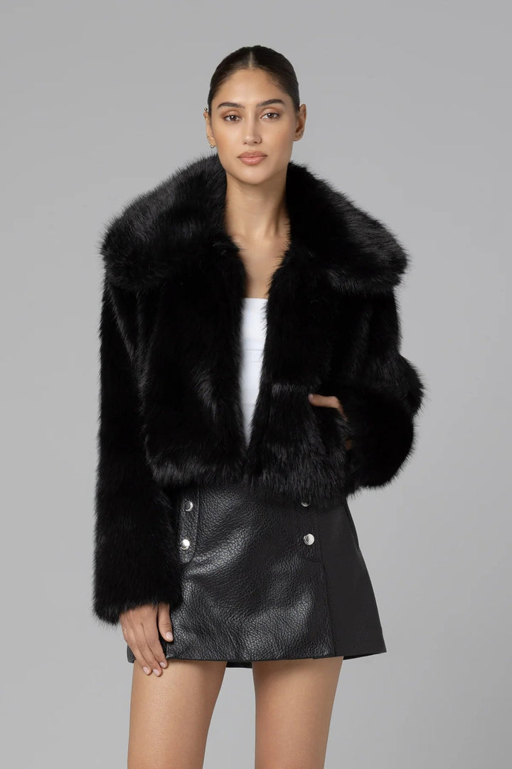 Make It Rain Fur Jacket in Black - obligato