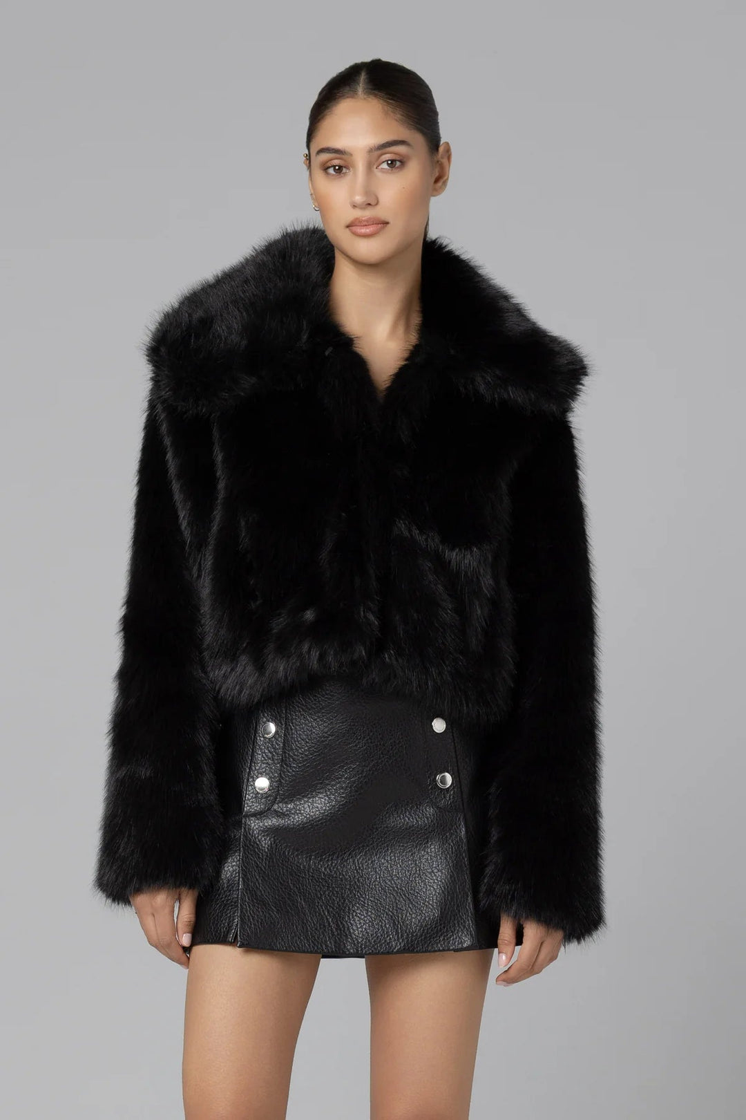Make It Rain Fur Jacket in Black - obligato