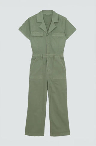 Makenna Utility Wide Leg Jumpsuit in Carnary Olive - obligato