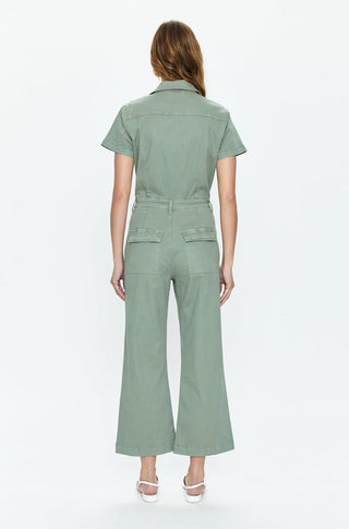 Makenna Utility Wide Leg Jumpsuit in Carnary Olive - obligato