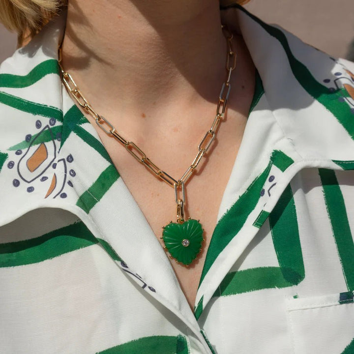 Malene Green Jade Clip Necklace - obligato