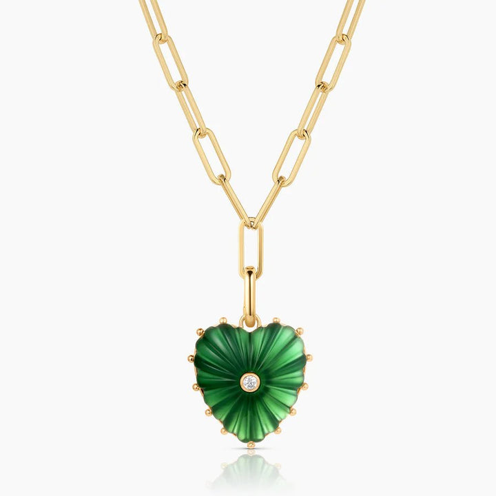 Malene Green Jade Clip Necklace - obligato