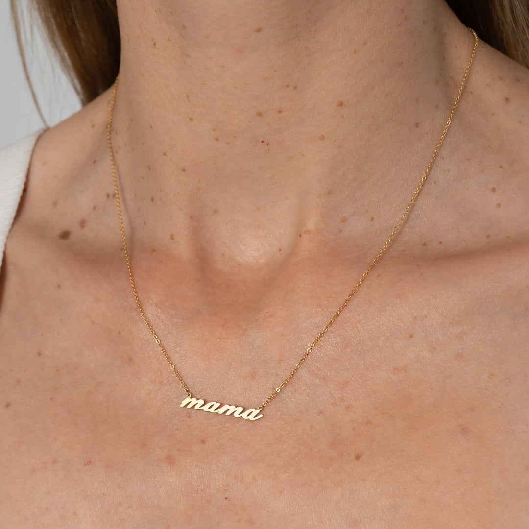 Mama Script Necklace: 14k Gold Plated - obligato