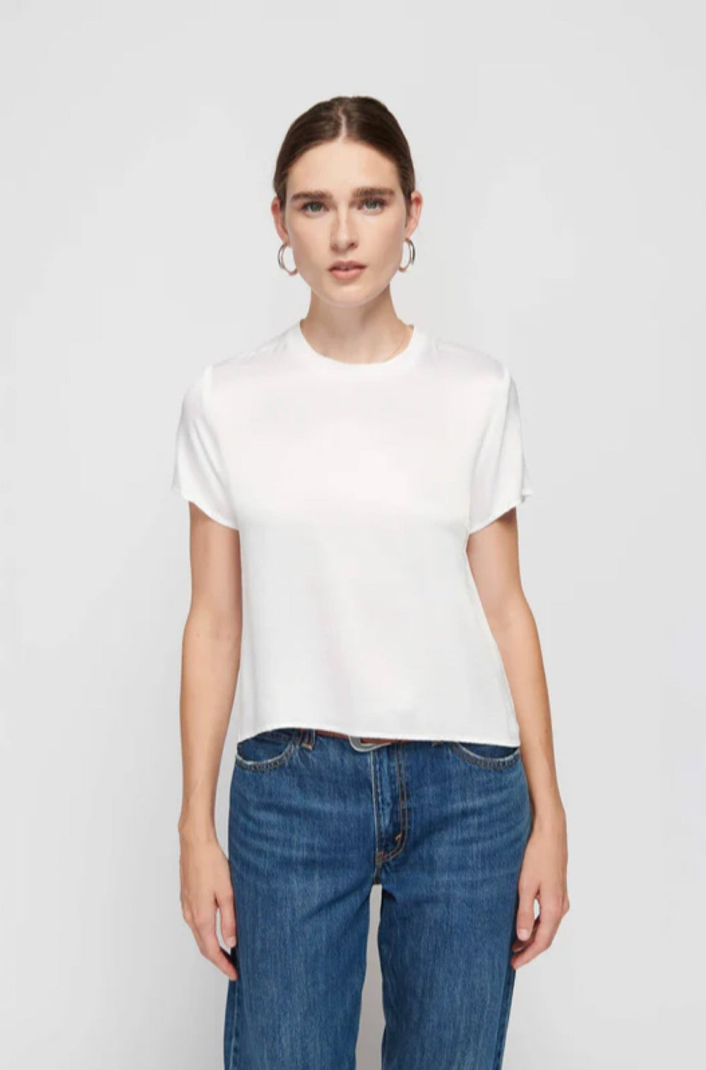 Marie Boxy Crop Top in White - obligato
