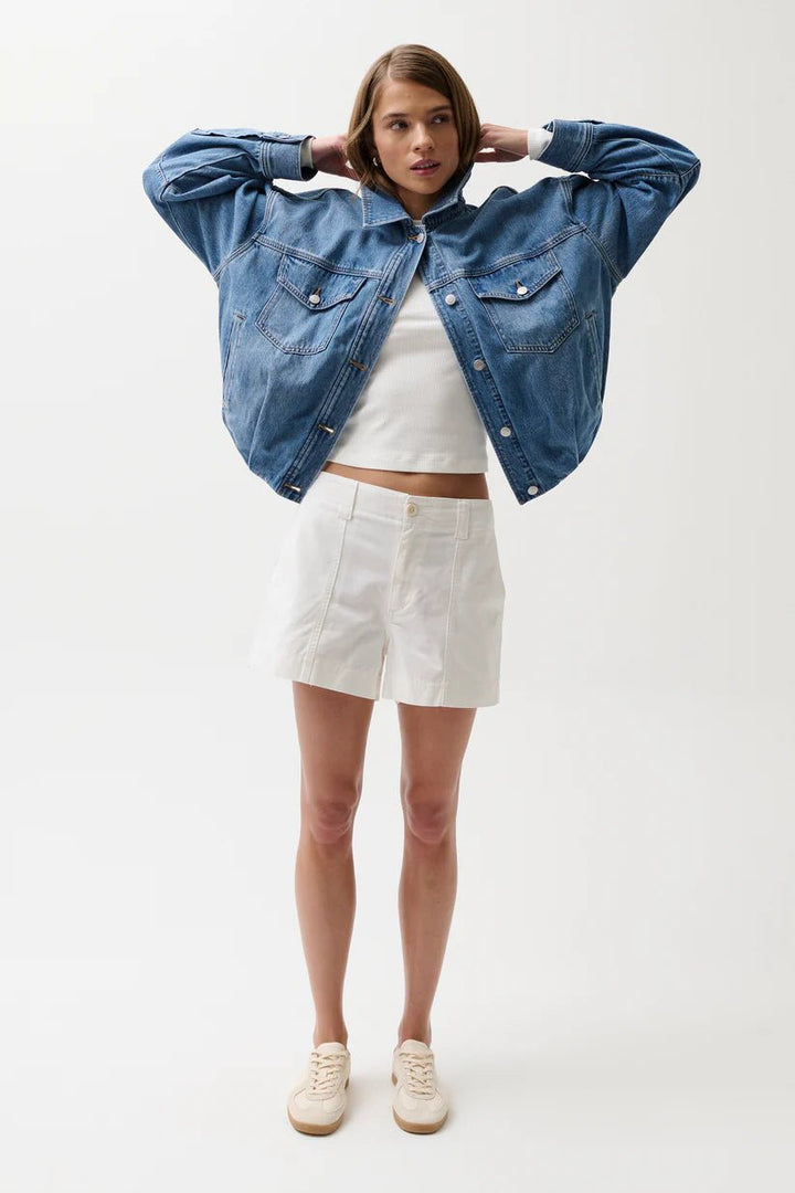 Mason Relaxed Utility Short in White - obligato