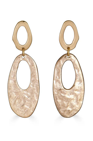 Matte Gold Oval Dangle Earrings - obligato