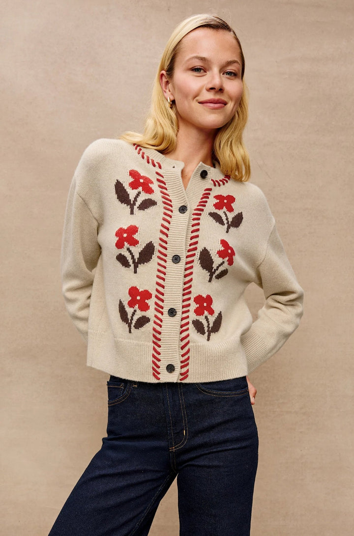Mavie Cardigan in Carmine Floral - obligato