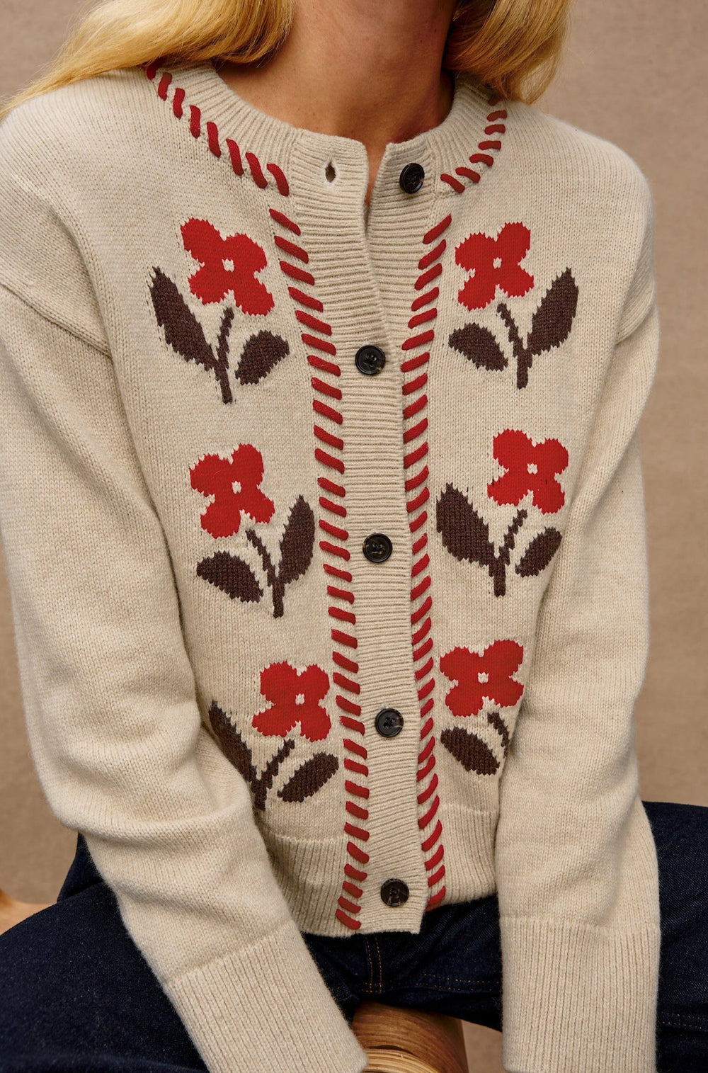 Mavie Cardigan in Carmine Floral - obligato