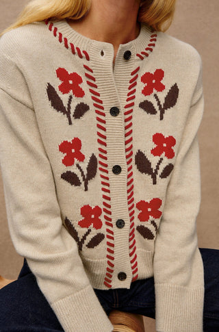 Mavie Cardigan in Carmine Floral - obligato