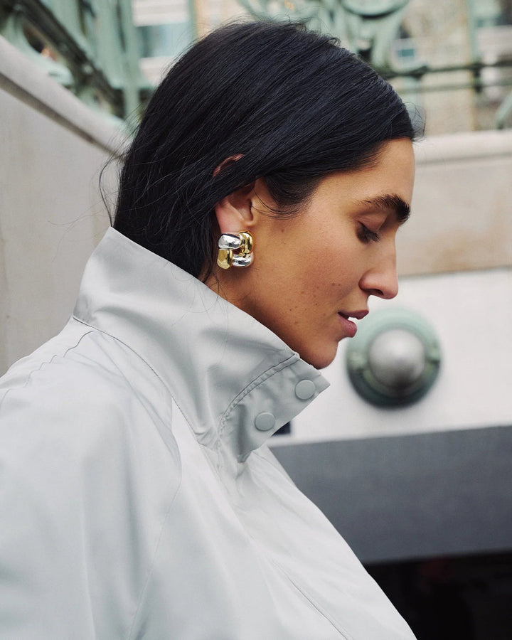 Medium Woven Square Earrings in Mixed Metals - obligato