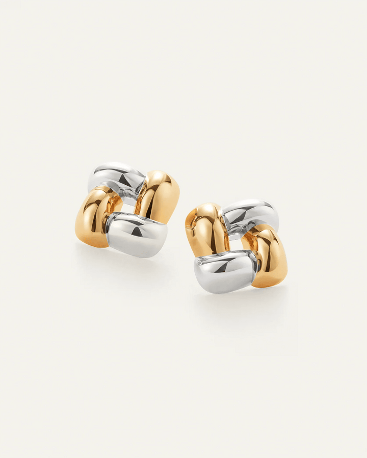 Medium Woven Square Earrings in Mixed Metals - obligato