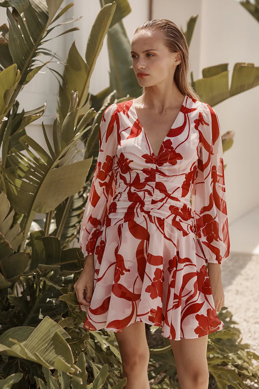 Megan Dress in Cherry Flora - obligato