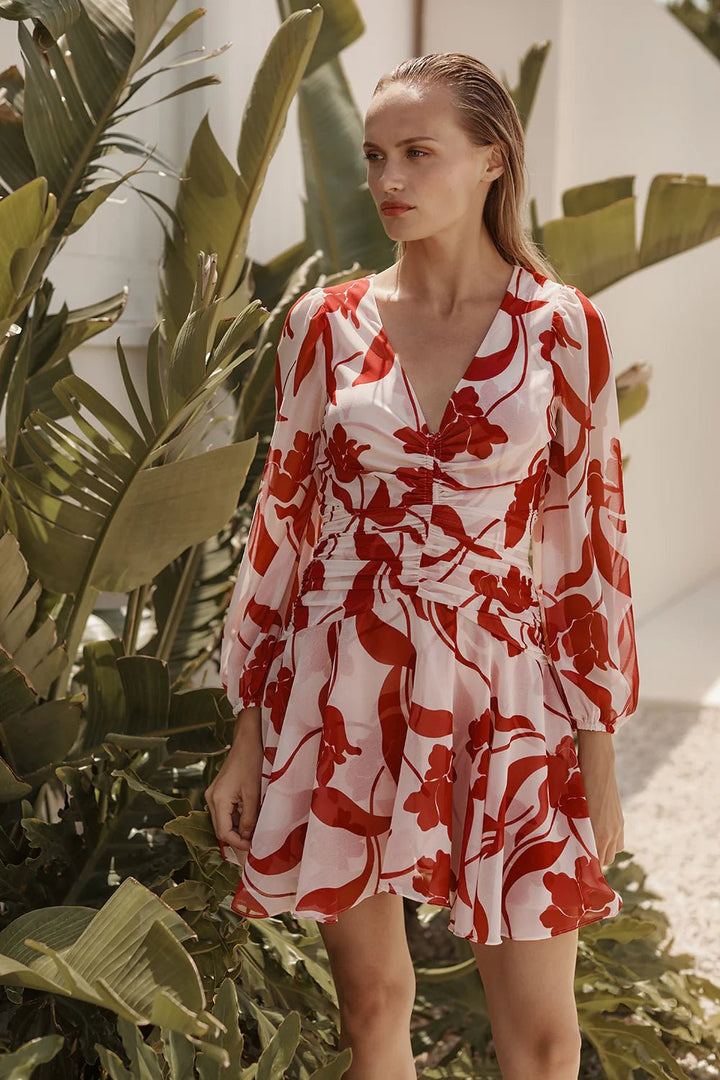 Megan Dress in Cherry Flora - obligato