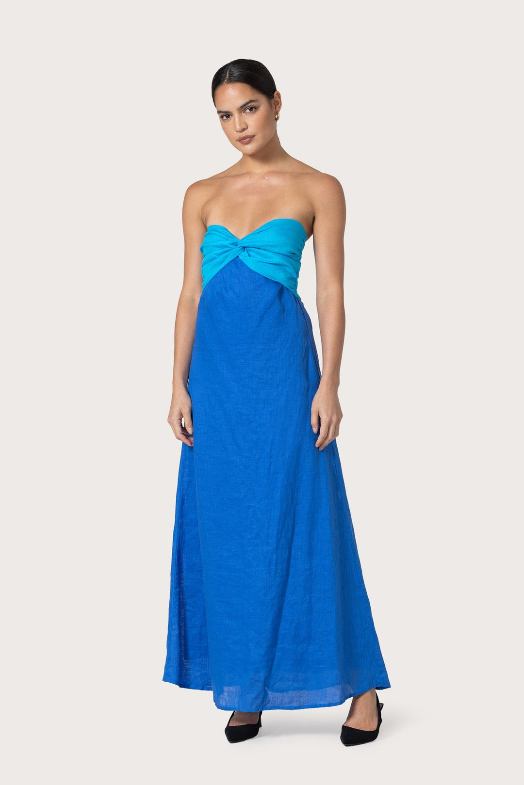 Melody Linen Maxi Dress in Atlantic Blue - obligato