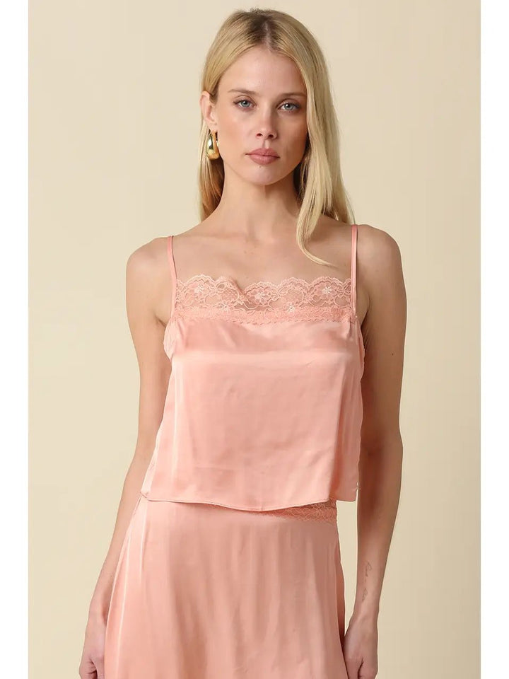 Melon Top with Lace Trim - obligato