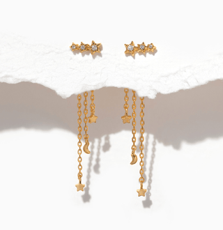 Meteor Shower Dangle Earrings: Gold - obligato