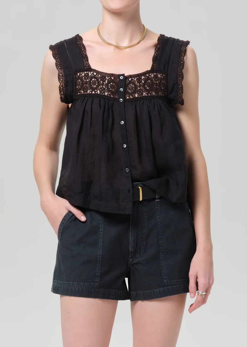 Mia Embroidered Top in Black - obligato