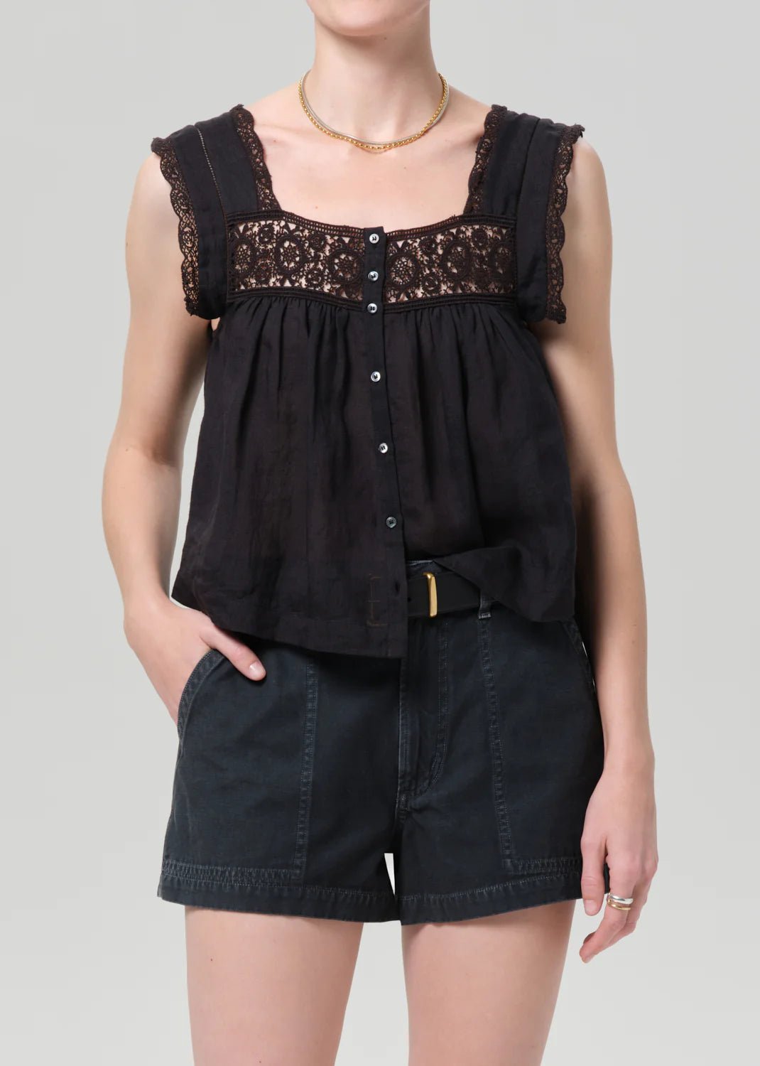 Mia Embroidered Top in Black - obligato