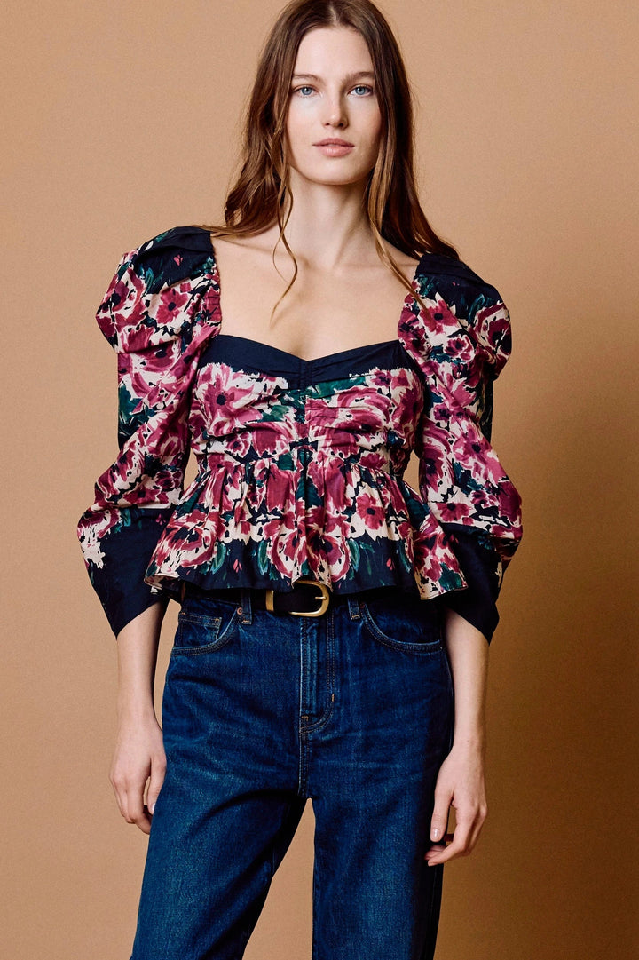 Mia Top in Violette Print