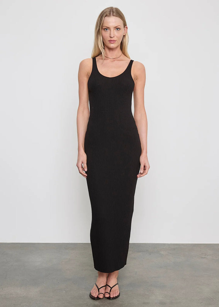 Military Rib Slim Tank Dress - Black - obligato