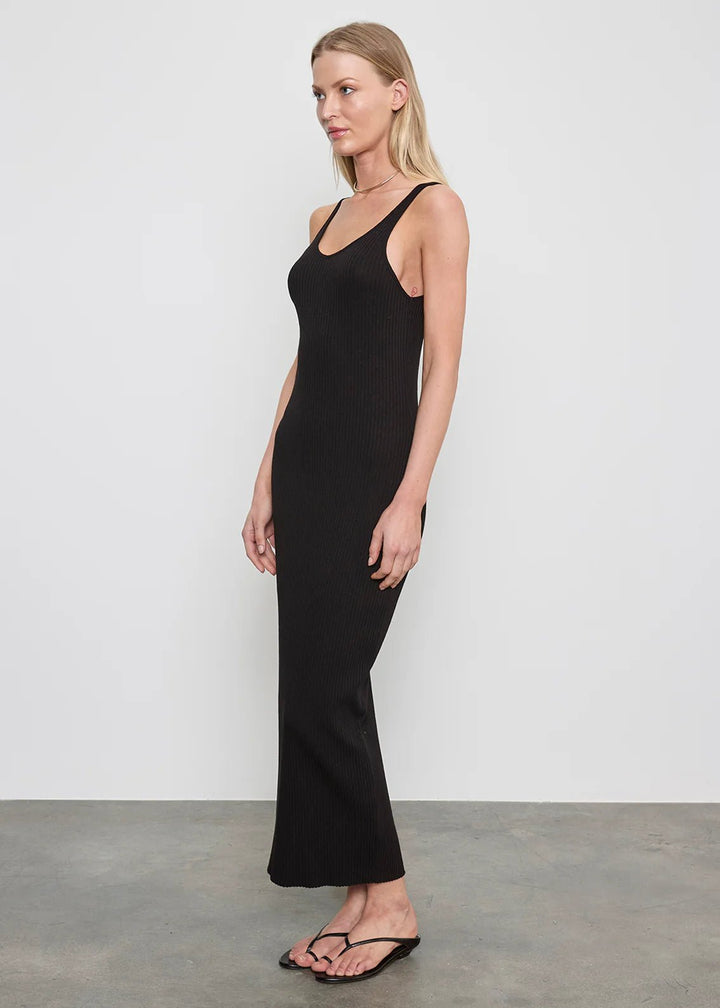 Military Rib Slim Tank Dress - Black - obligato