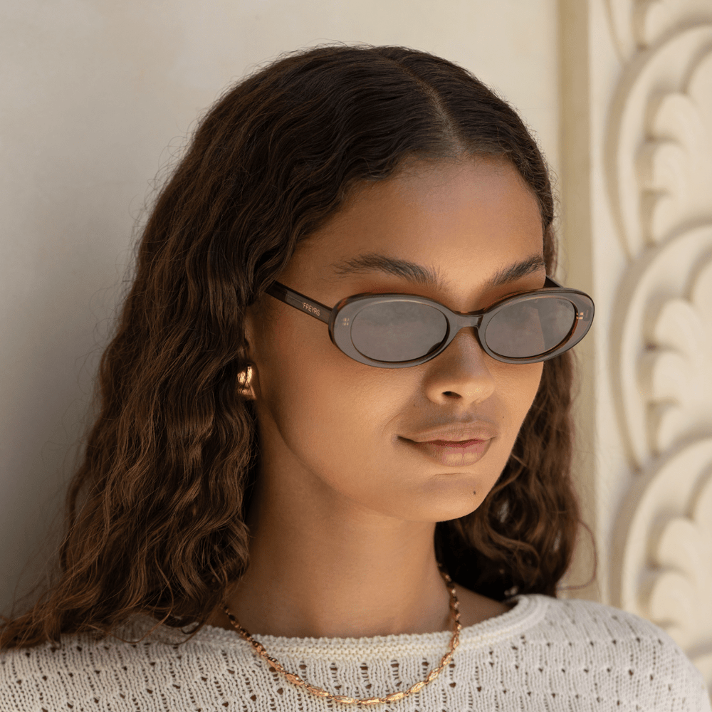 Mimi Acetate Oval Sunglasses : Brown - obligato