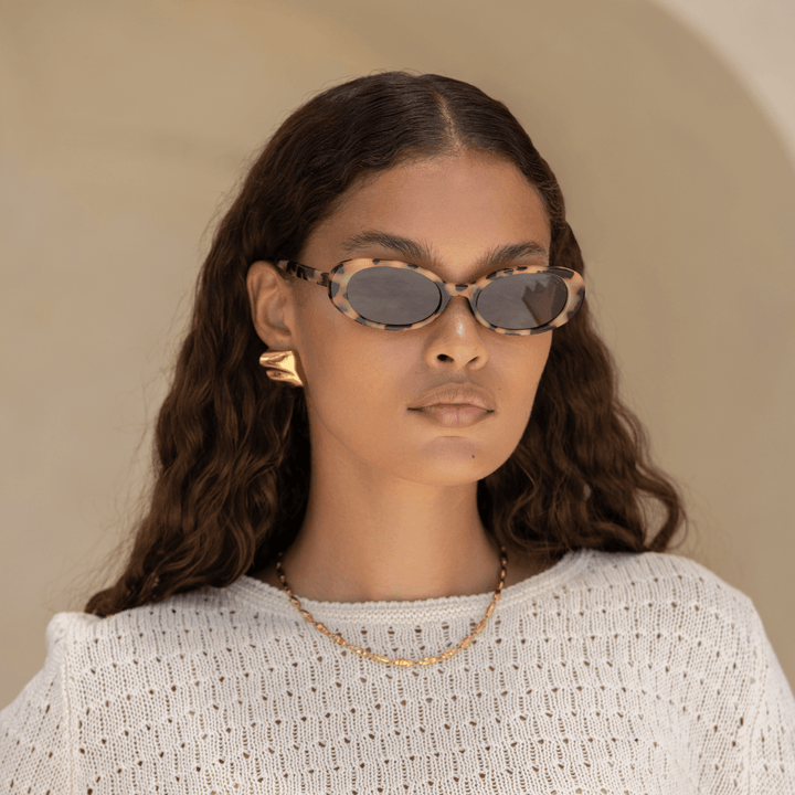Mimi Acetate Oval Sunglasses: Milky Tortoise - obligato