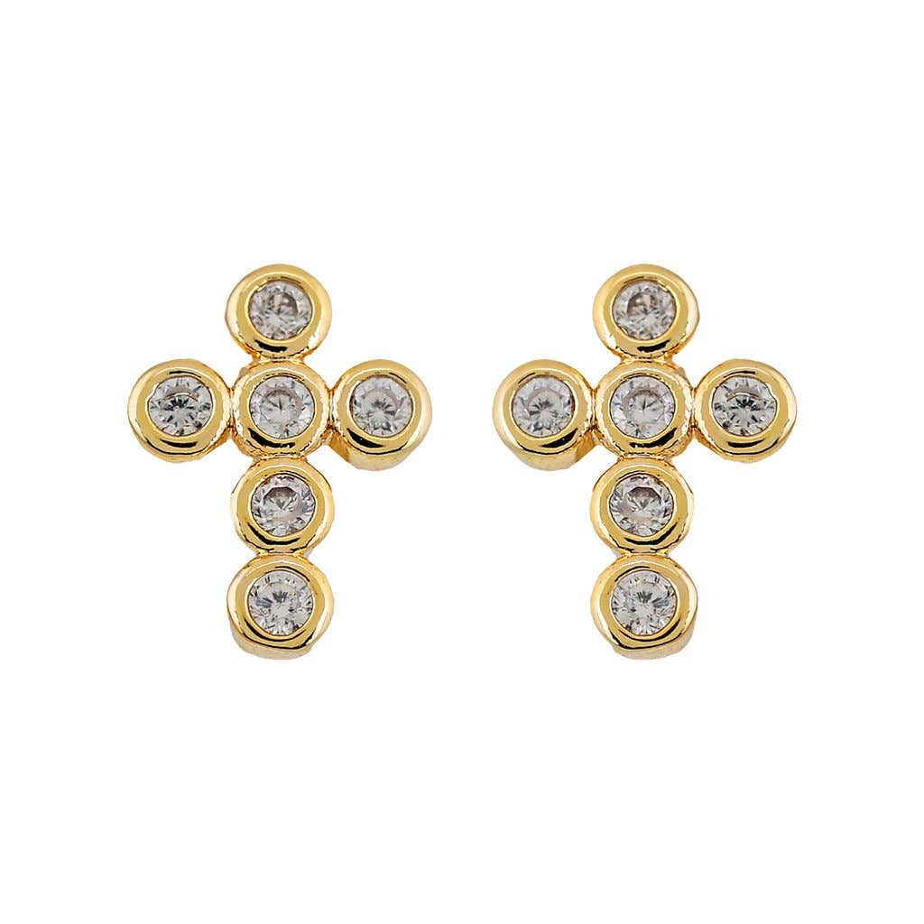 Mimi Mini Cross Earrings: Clear - obligato
