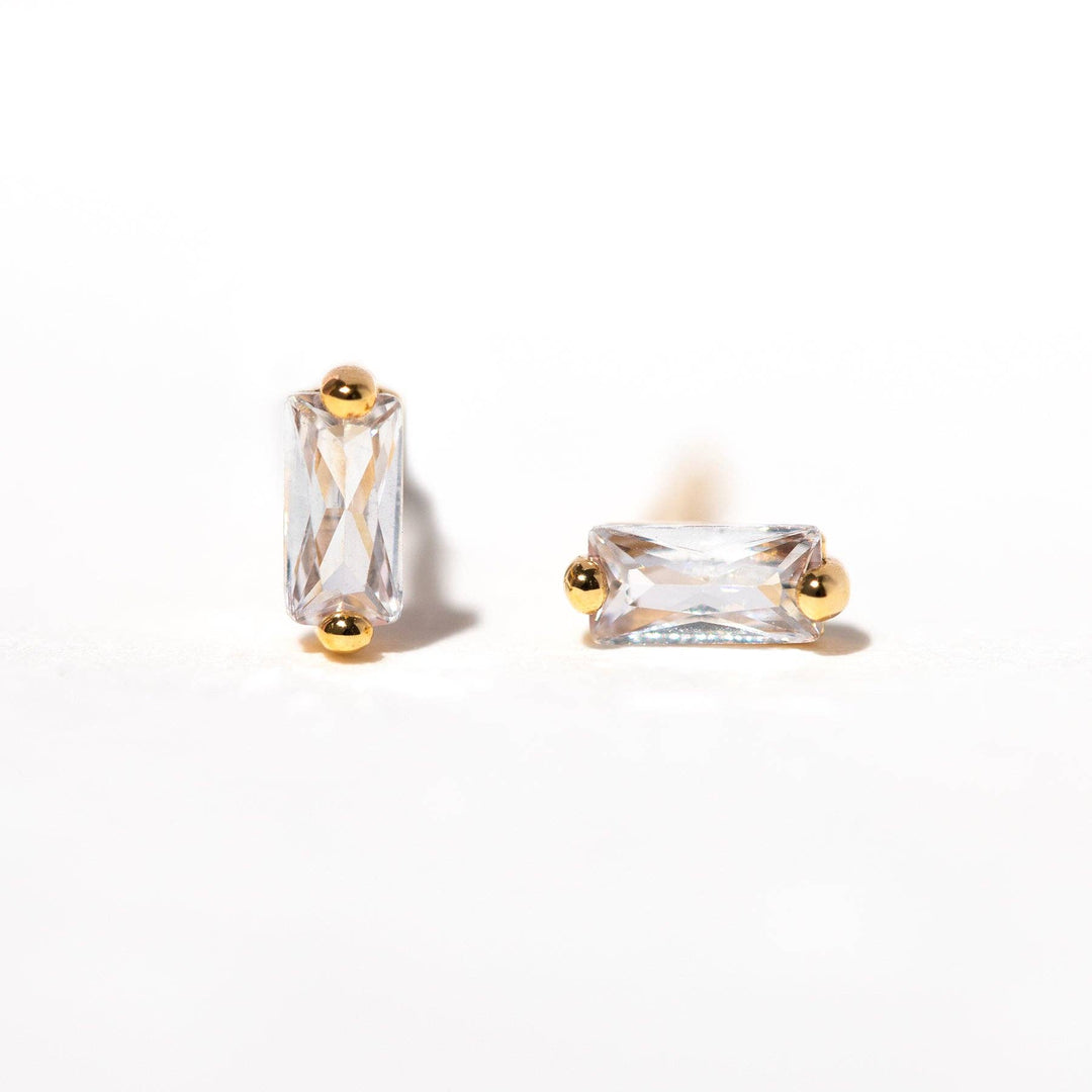 Mini Baguette Studs: Rose Gold - obligato