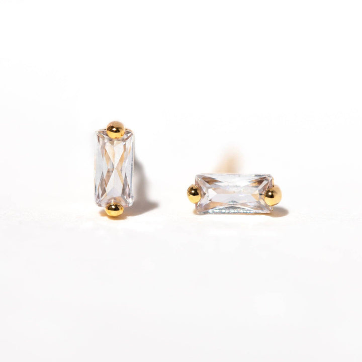 Mini Baguette Studs: Rose Gold - obligato