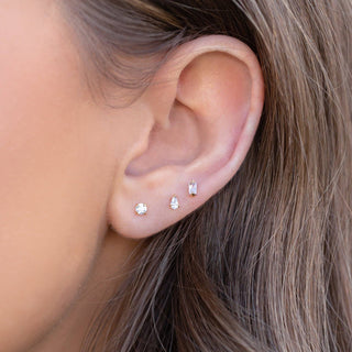Mini Baguette Studs: Rose Gold - obligato