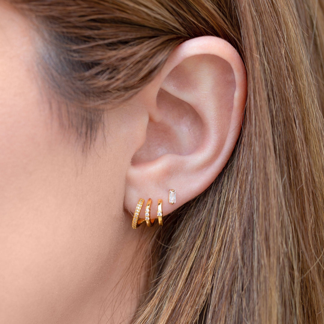 Mini Baguette Studs: Rose Gold - obligato