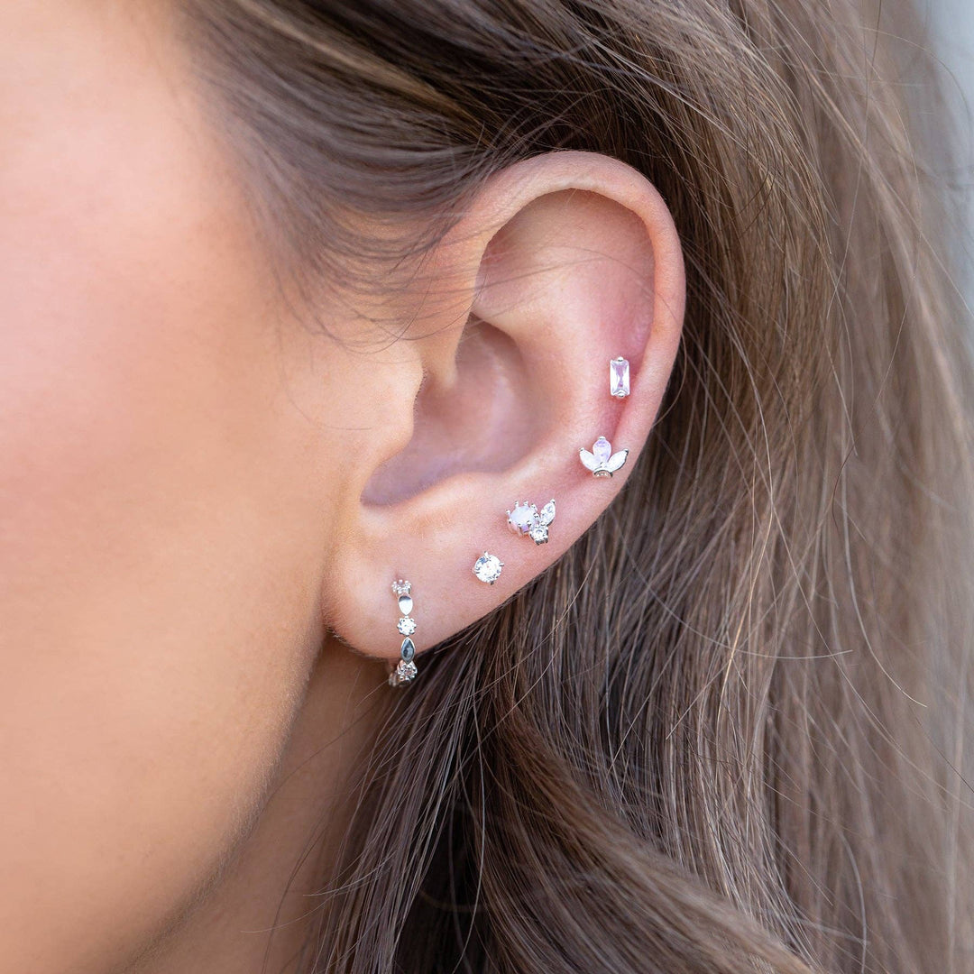 Mini Baguette Studs: Rose Gold - obligato