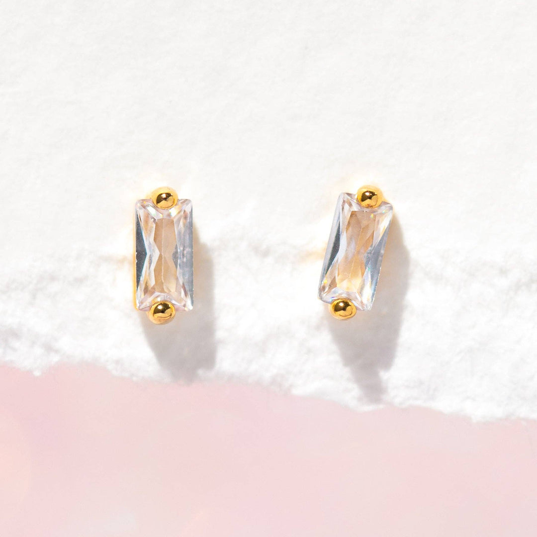 Mini Baguette Studs: Rose Gold - obligato