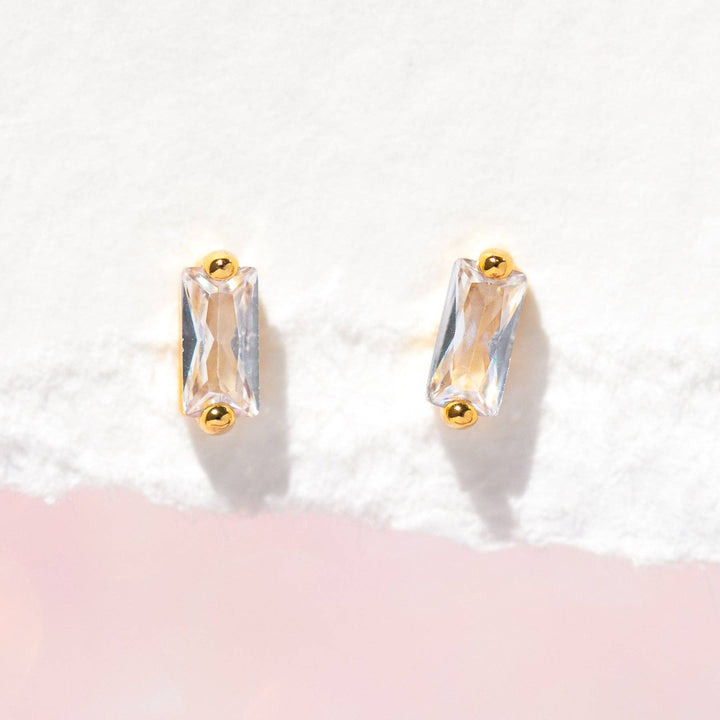 Mini Baguette Studs: Rose Gold - obligato
