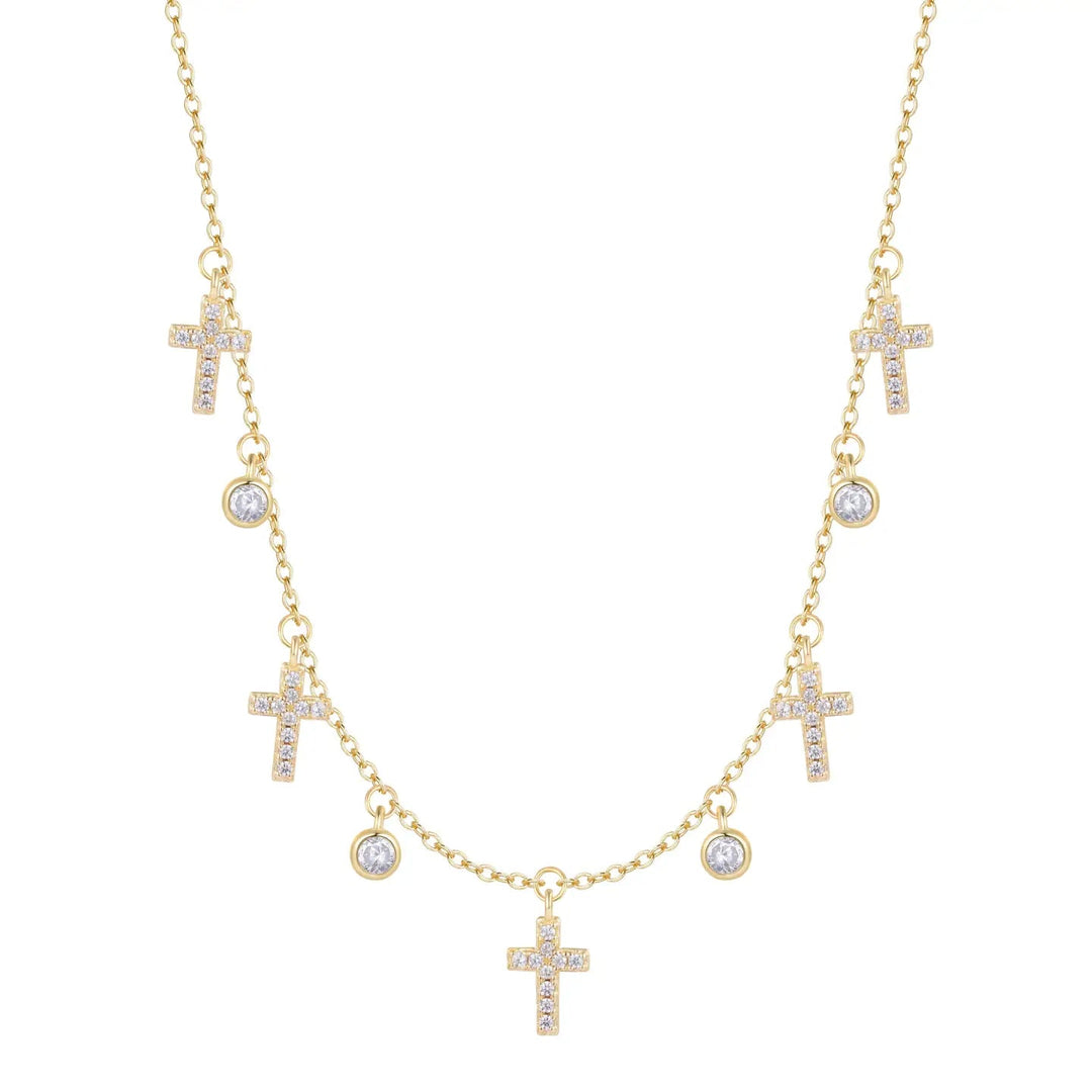 Mini Cross Choker Necklace - Gold - obligato