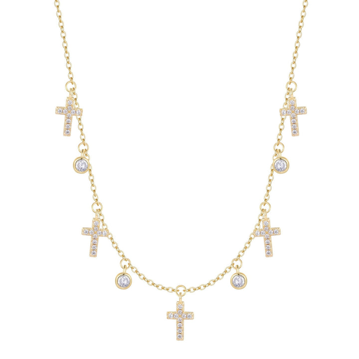 Mini Cross Choker Necklace: Gold - obligato