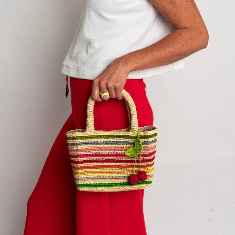 Mini Mae Rainbow Raffia Bag - obligato