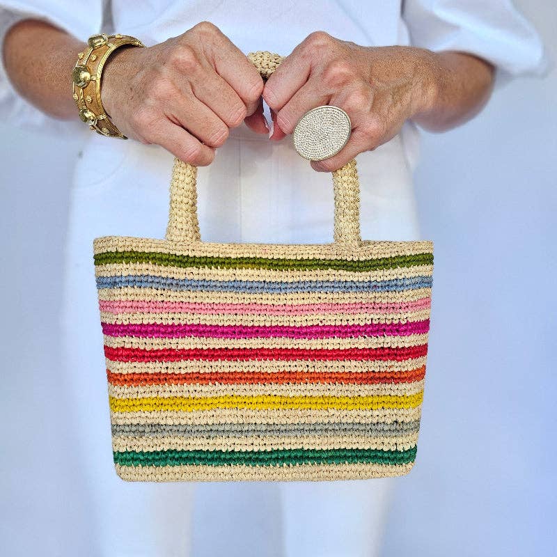 Mini Mae Rainbow Raffia Bag - obligato
