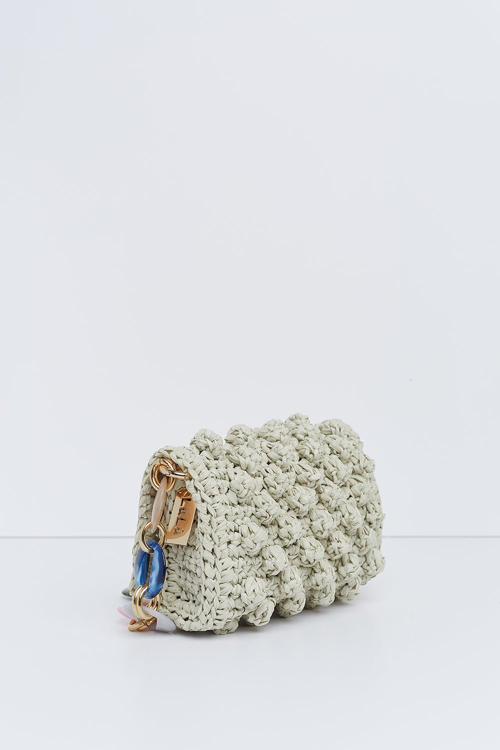 Mini Raffia Bag in Off - White with Multi Chain - obligato