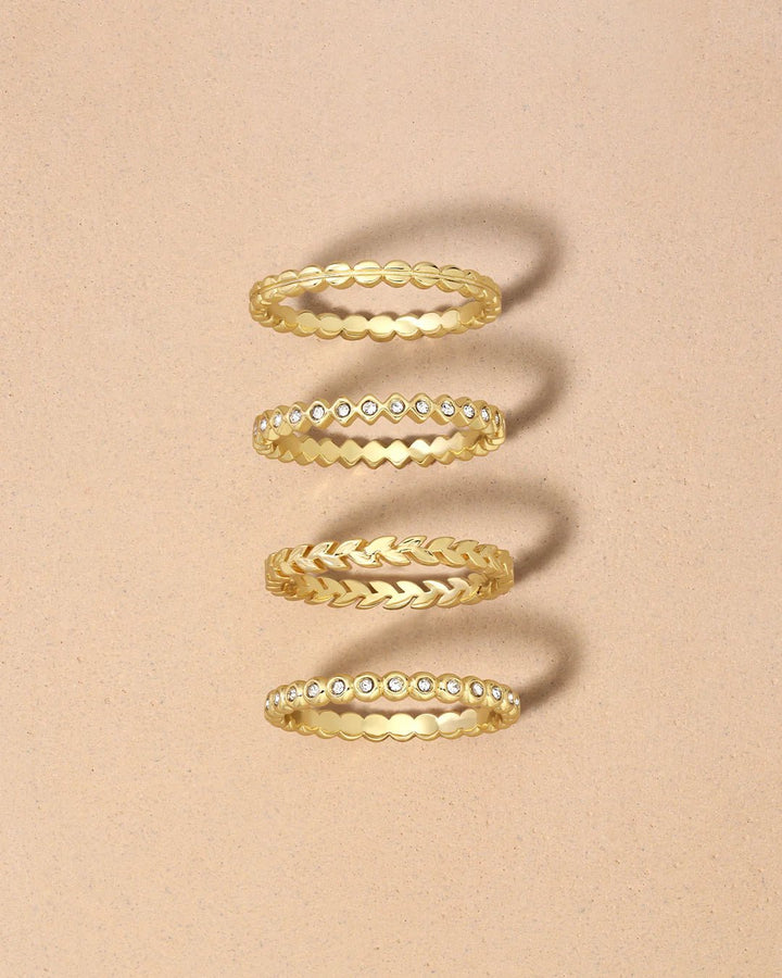 Mini Stackable Ring Set in Gold - obligato