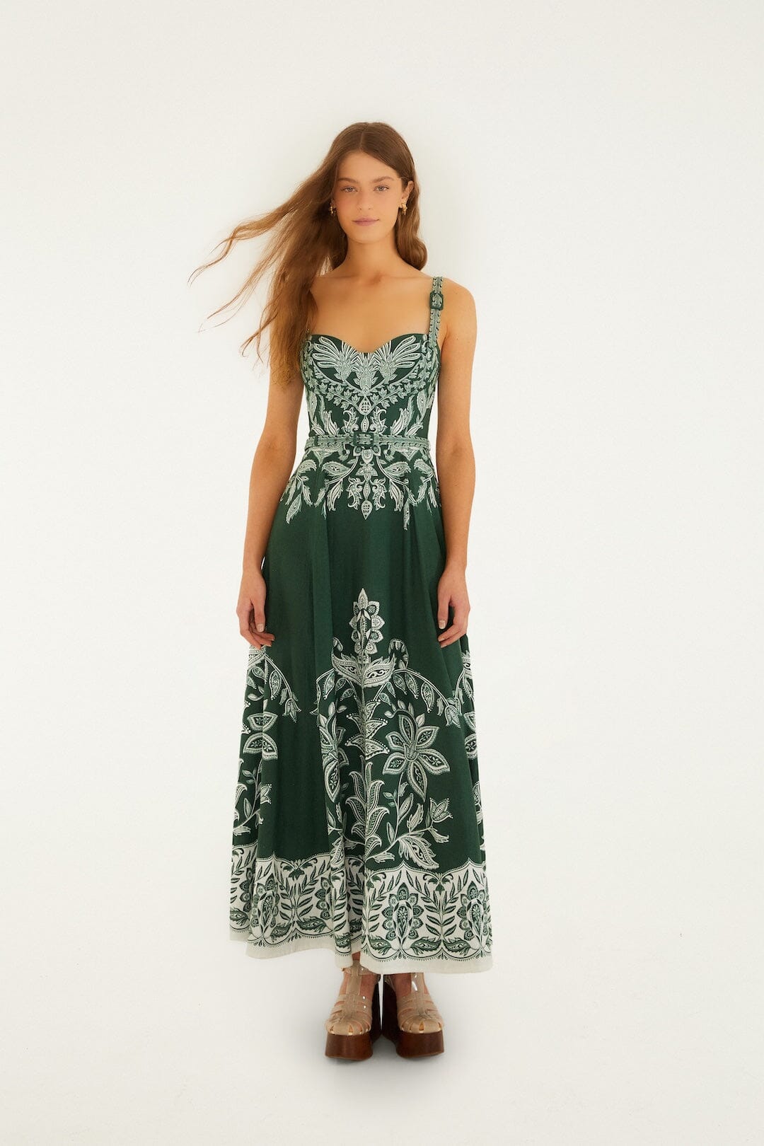Miranda Dark Green Belt Maxi Dress - obligato