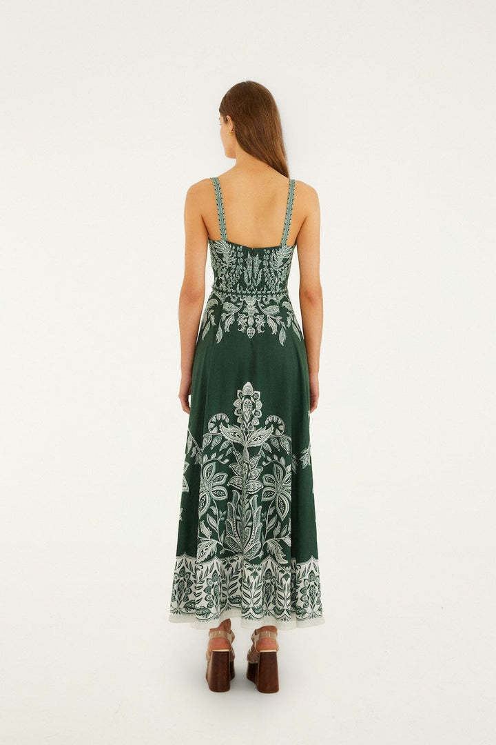 Miranda Dark Green Belt Maxi Dress - obligato