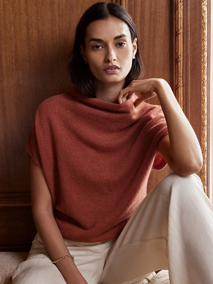 Morten Cashmere Funnel Neck in Canyon Orange