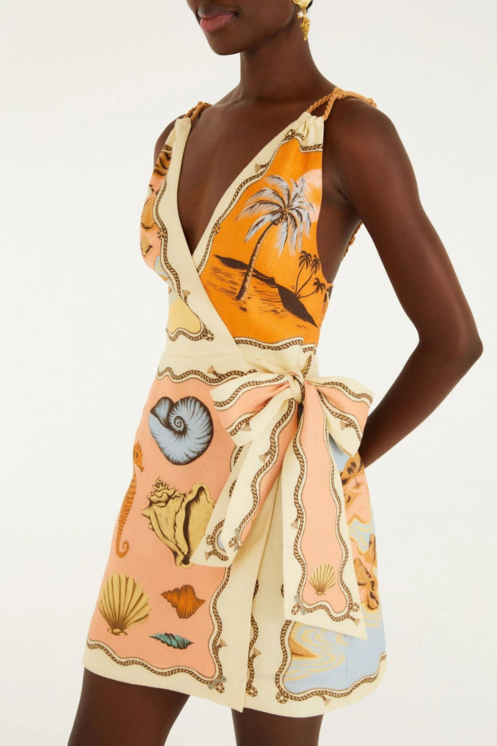 Multicolor Rio Souvenir Scarves Rope Straps Mini Dress - obligato