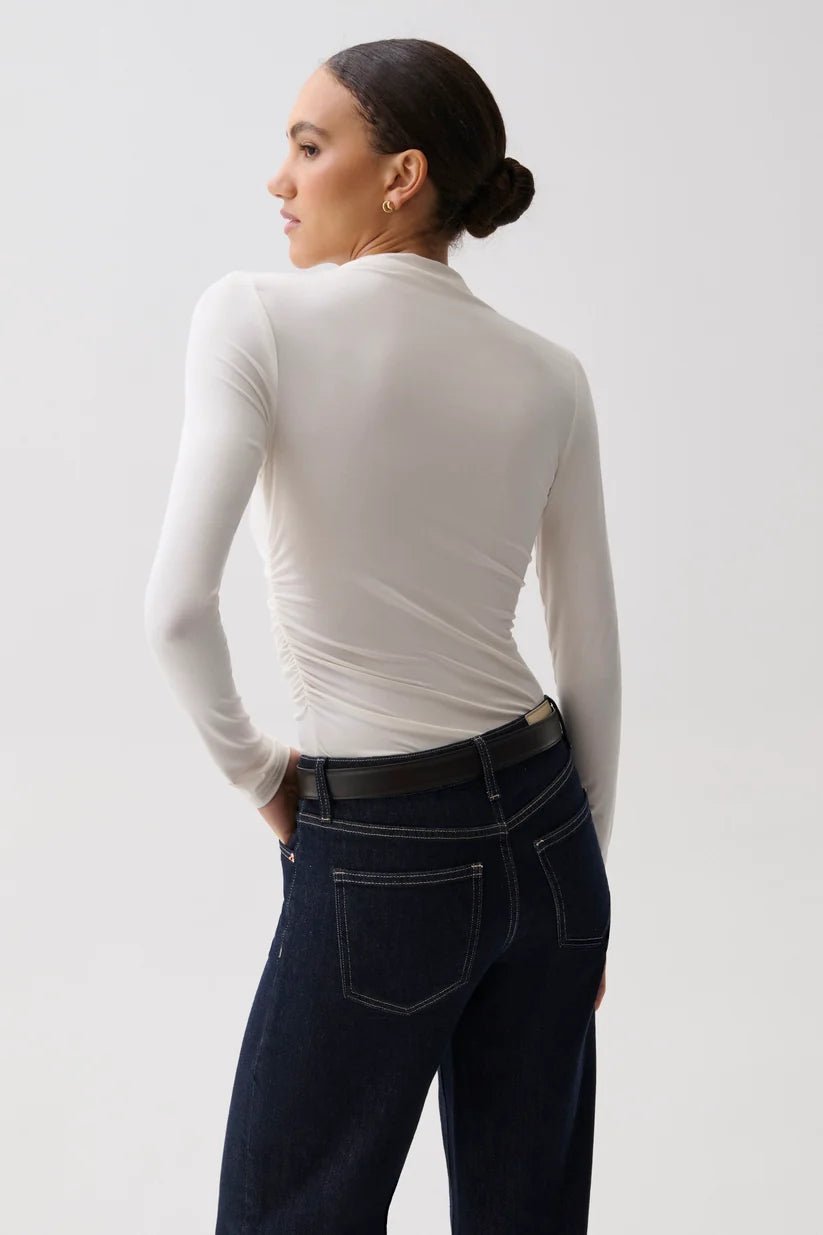 NATHALIA LONG SLEEVE DRAPED MOCK NECK - obligato